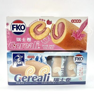 FKO瑞士卷糕点奶油蛋糕草莓奶油味夹心面包零食早餐下午茶240g