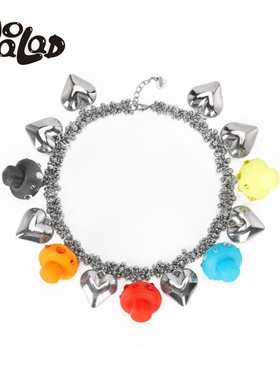 官方emo salad  彩蘑菇亮钻爱心项链 原创设计 Mushroom necklace