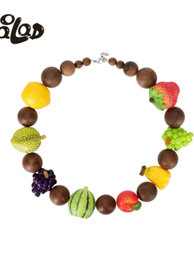 官方emo salad 24ss 水果木珠项链 原创设计 fruits necklace