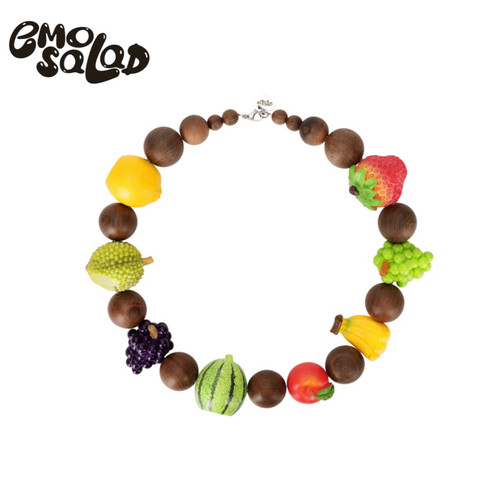 官方emo salad 24ss 水果木珠项链 原创设计 fruits necklace