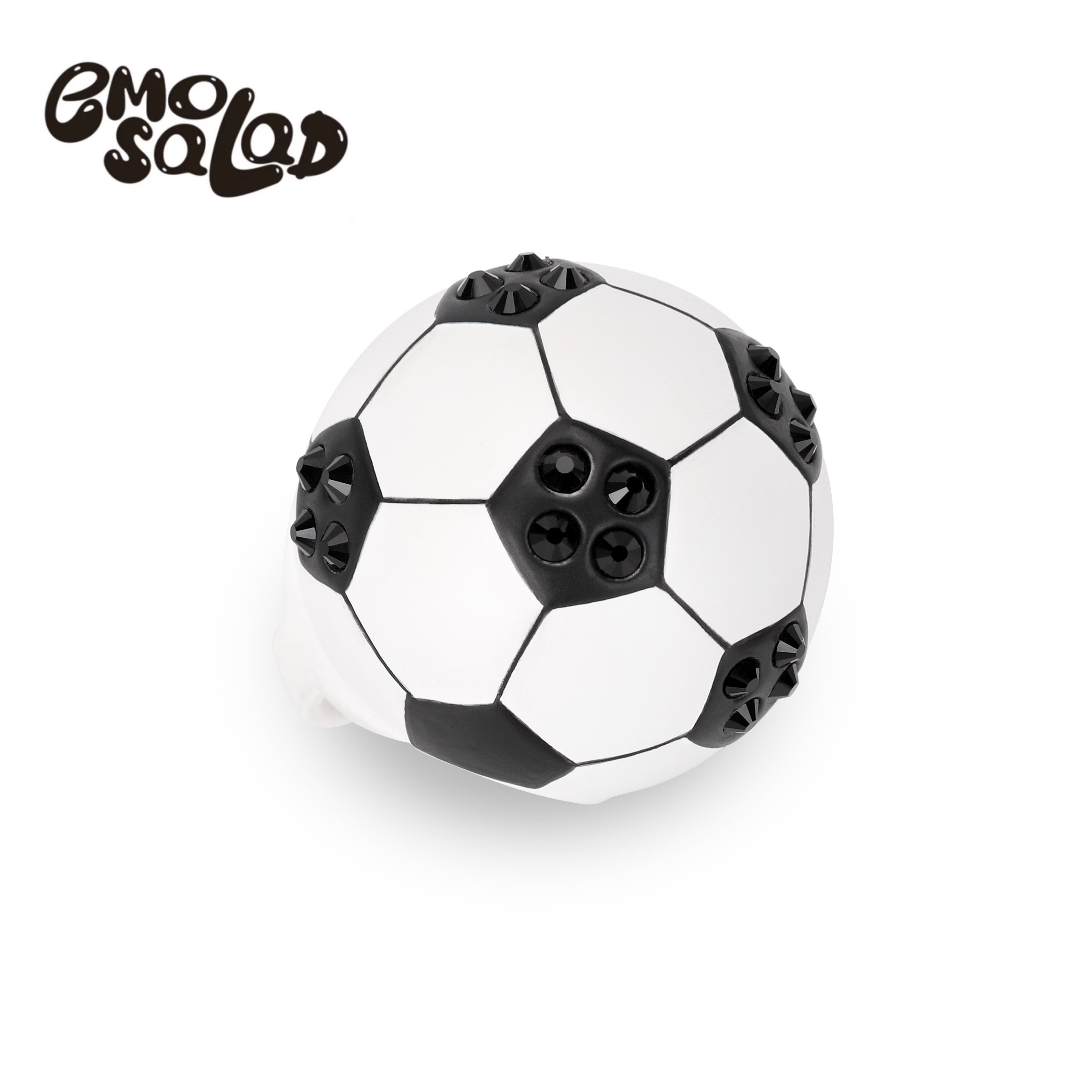 官方emo salad 3D表情包 亮钻足球戒指 原创设计 Football ring