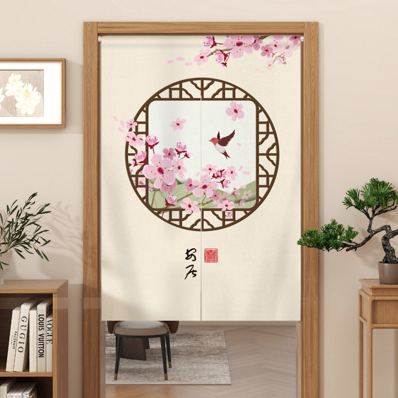 好看的卧室装饰门帘中式隔断帘中国风客厅走廊玄关过道遮挡半帘布