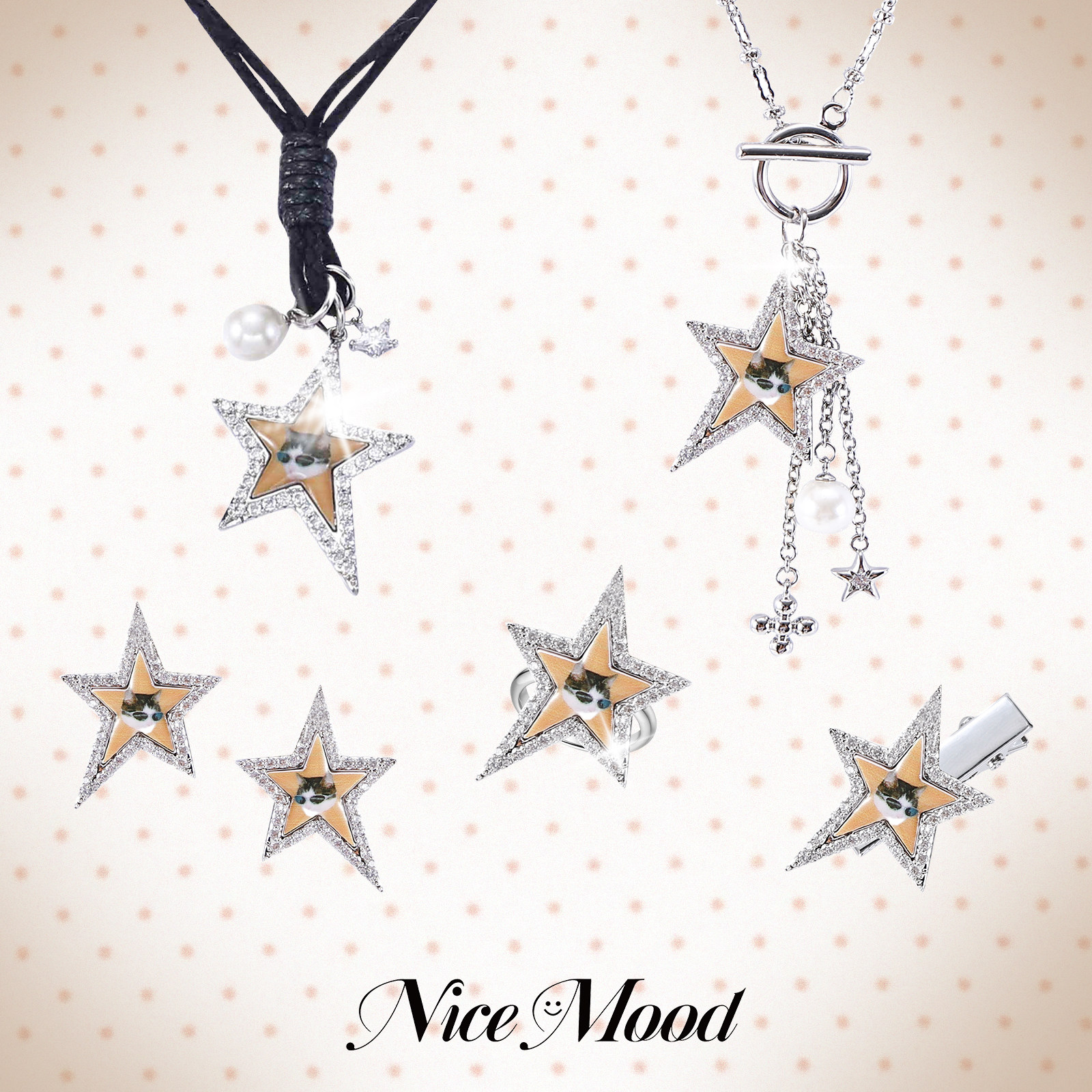 五角星小猫项链毛衣链