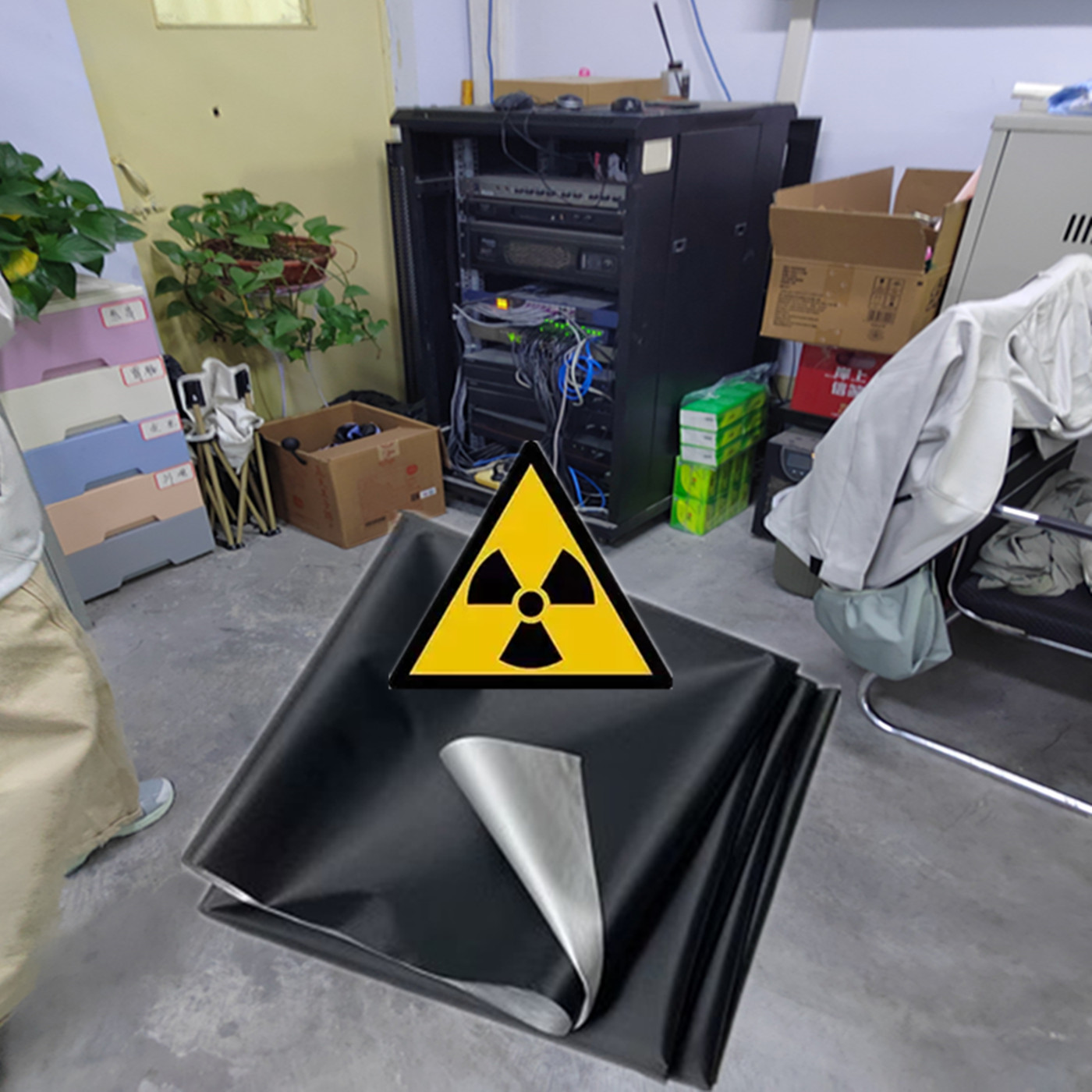办公室网络交换机专用防辐射布椅子旁边后面机箱机柜防电磁波放射