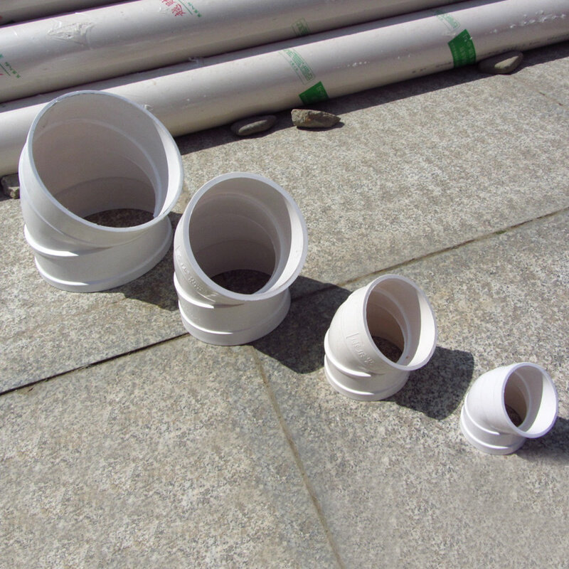 50 75 110 160 200mmupvc 排水管45度弯头下水管接头管件带检查口