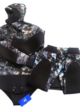 7MM自由半干式潜水服5mm猎渔潜水服男3mm保暖分体橡胶发泡肉面