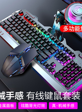 前行者键盘有线机械手感台式电脑键鼠游戏电竞专用静音鼠标套装