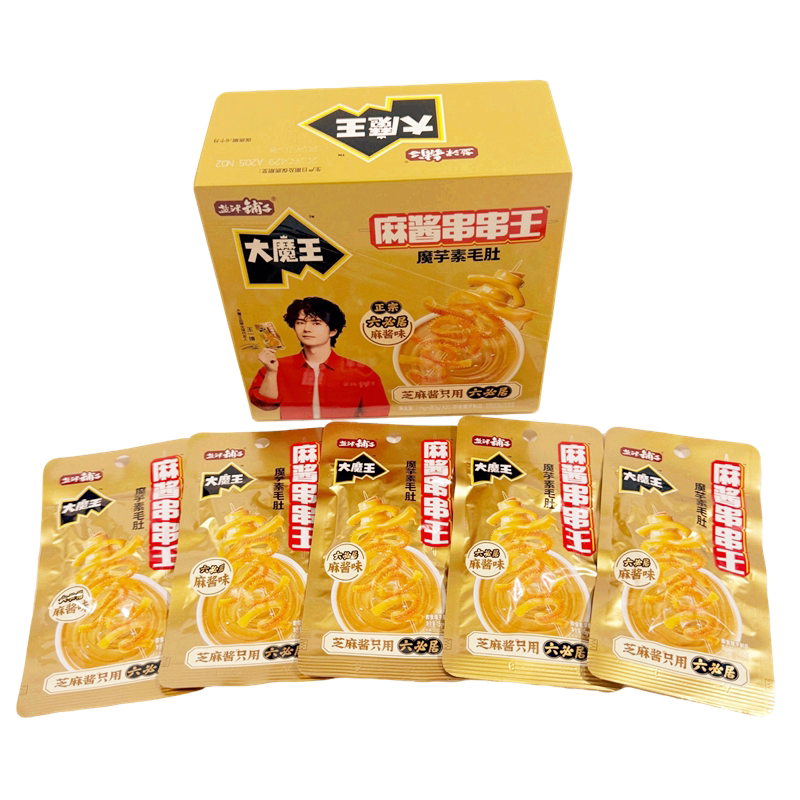 盐津铺子六必居麻酱味大魔王麻酱素毛肚酸辣魔芋丝魔芋爽零食批发