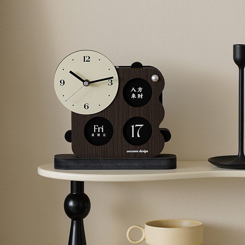 WOZOOM屋准创意时钟摆件入户玄关摆台式钟表客厅桌面日历装饰礼物
