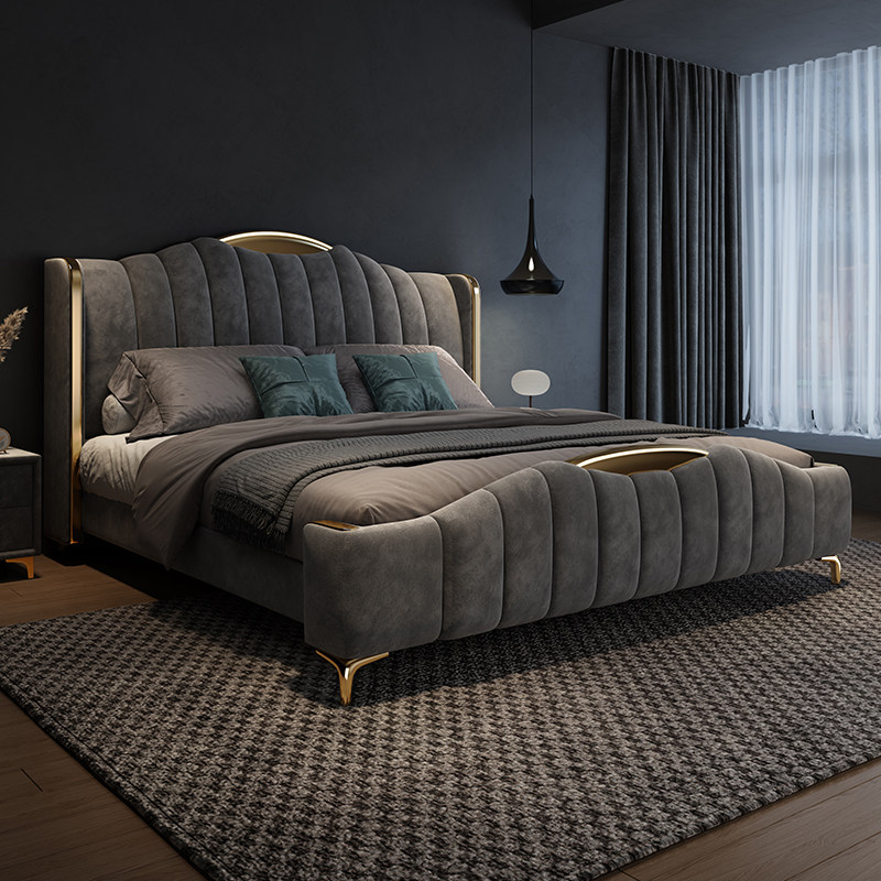 锐驰（CAMERICH）意式极简布艺床主卧大床双人床现代简约麂皮绒2