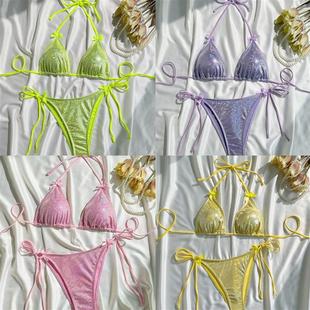 colored solid bikini 性感纯色蝴蝶结比基尼女Sexy 2025欧美新款