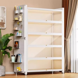 波丽美带门玻璃书柜钢制书架落地防尘铁皮模型展示柜收纳柜收纳柜