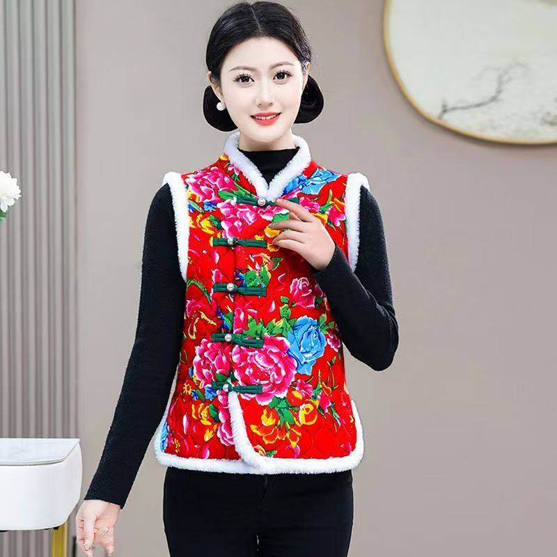 东北大花棉马甲女士加绒加厚国风背心年会舞蹈演出表演服拜年坎肩,女装/女士精品,马夹,淘宝优惠券,粉丝福利购,淘宝优惠卷