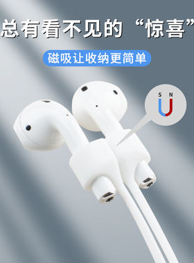 适用苹果AirPods1/2/Pro无线蓝牙耳机防丢挂绳华为freebudspro耳挂勾Air2pro运动防掉防滑防丢硅胶磁吸挂绳3