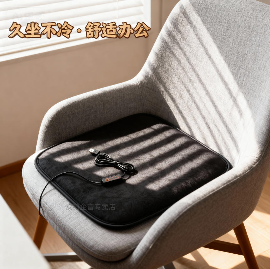 汽车加热坐垫冬季12V车载电加热改装毛绒座垫保暖单座椅USB接口