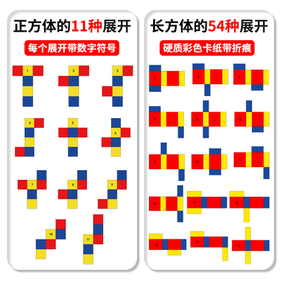 五年级上册正方体11种展开折叠纸长方体54种表面积数学立体展开图