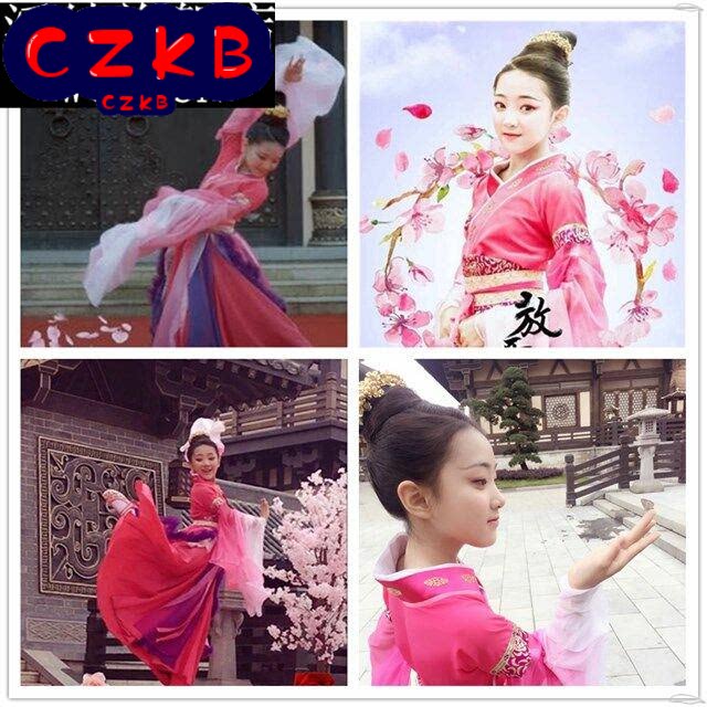 放开那三国儿童古装舞蹈服汉服仙女飘逸小戏骨貂蝉同款