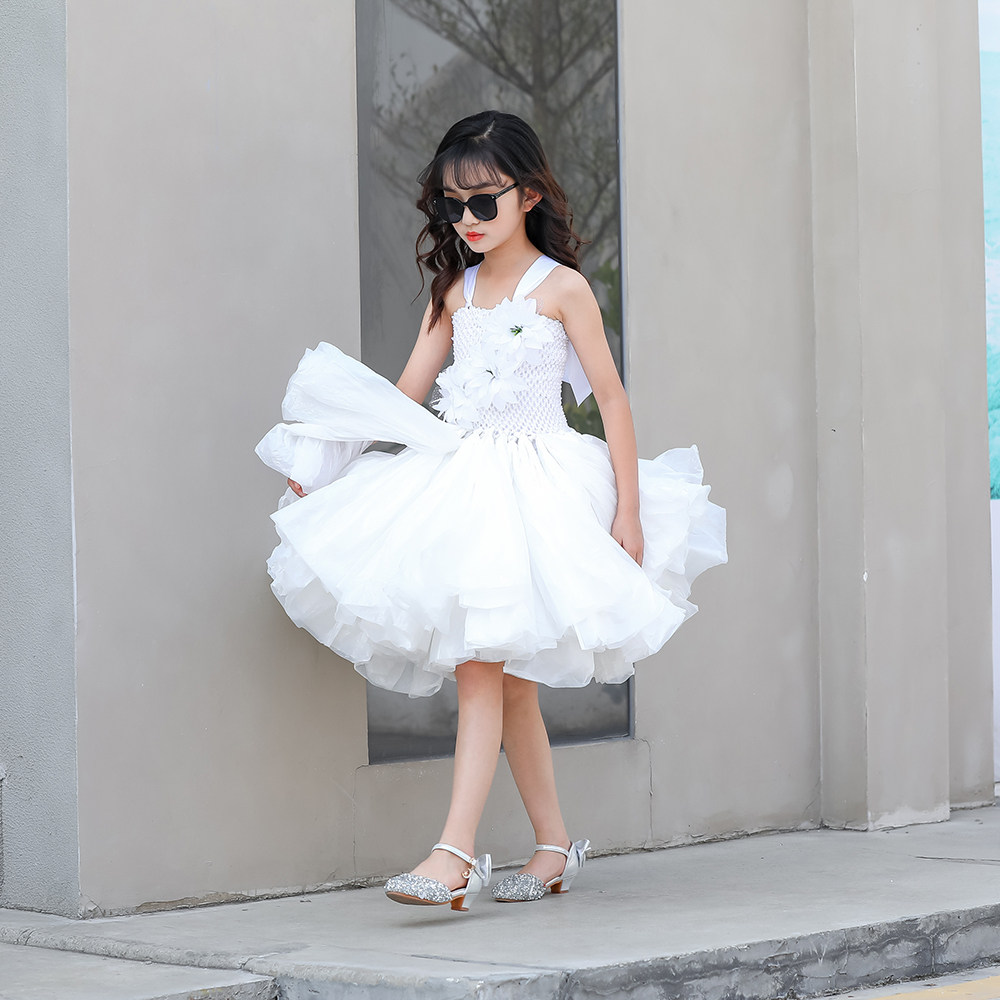 儿童环保表演服白色亲子舞台走秀保材料包女时装秀服装半成演出服