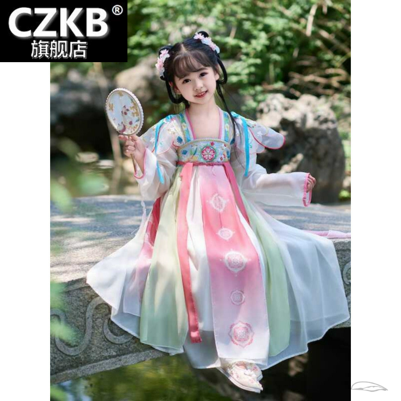 女童汉服2025新款唐装古风连衣裙