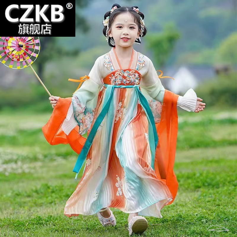 女童汉服夏季新款襦裙国风刺绣连图片