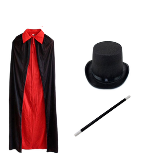六一表演服装成人儿童披风黑红死神斗篷魔法师礼帽魔术演出套装