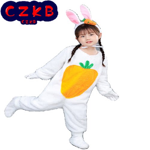 秋冬新款儿童兔子演出服卡通小白兔动物服小兔子舞台表演服装纱裙