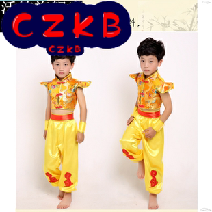 儿童新款民族秧歌男女款舞龙舞狮队打鼓舞蹈服幼儿园腰鼓演出服装