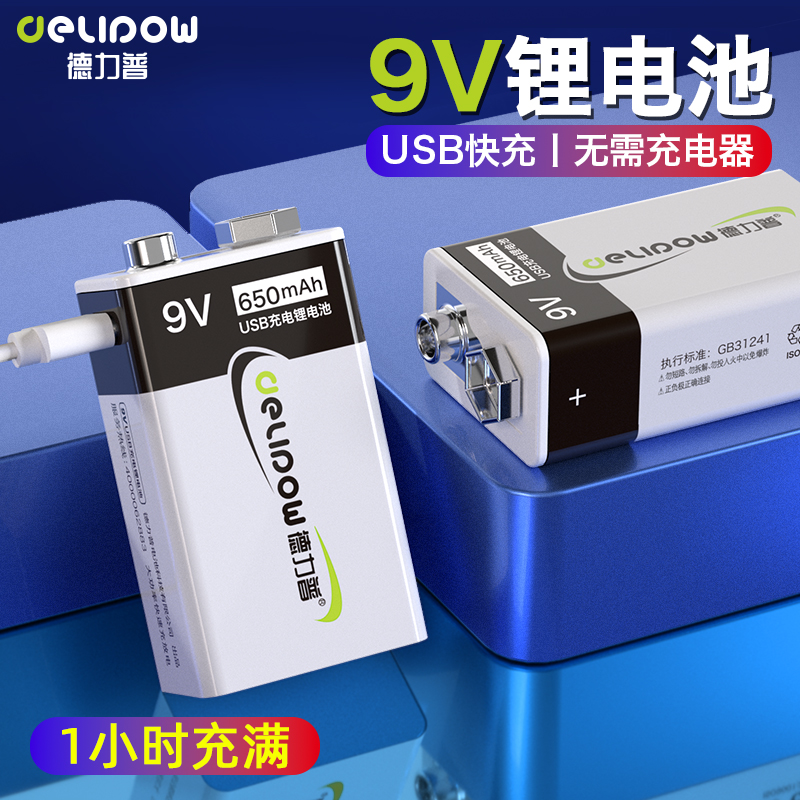 德力普大容量6f22九伏充电电池
