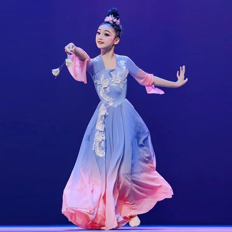 女童艺考独舞古典剧目折枝盼儿童舞蹈表演出服装中国舞飘逸大摆裙图片