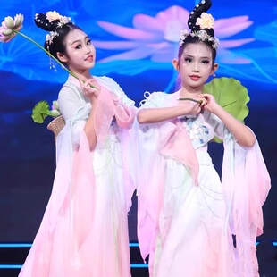 儿童古典舞蹈服春暖意浓荷叶道具中国舞碧波莲影飘逸舞采莲演出服