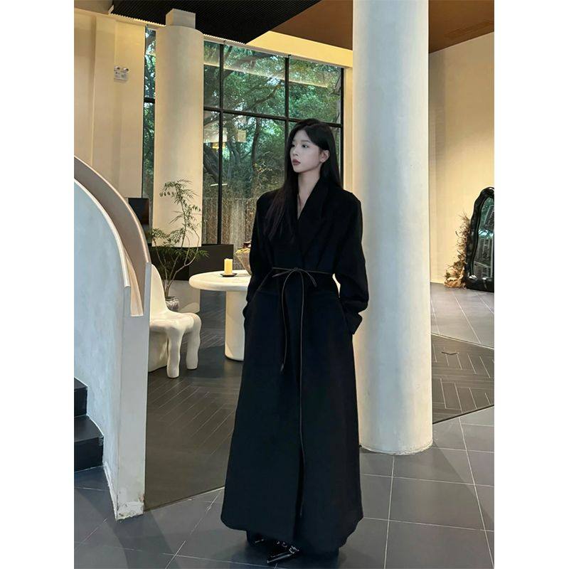 冬季新款慵懒风高级气质过膝中长款大衣女时尚休闲通勤宽松外套