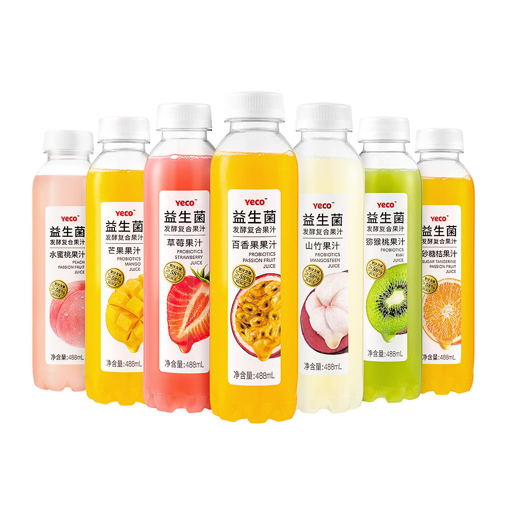 椰可yeco488ml*15瓶益生菌发酵果汁饮料整箱芒果百香果果蔬汁饮料