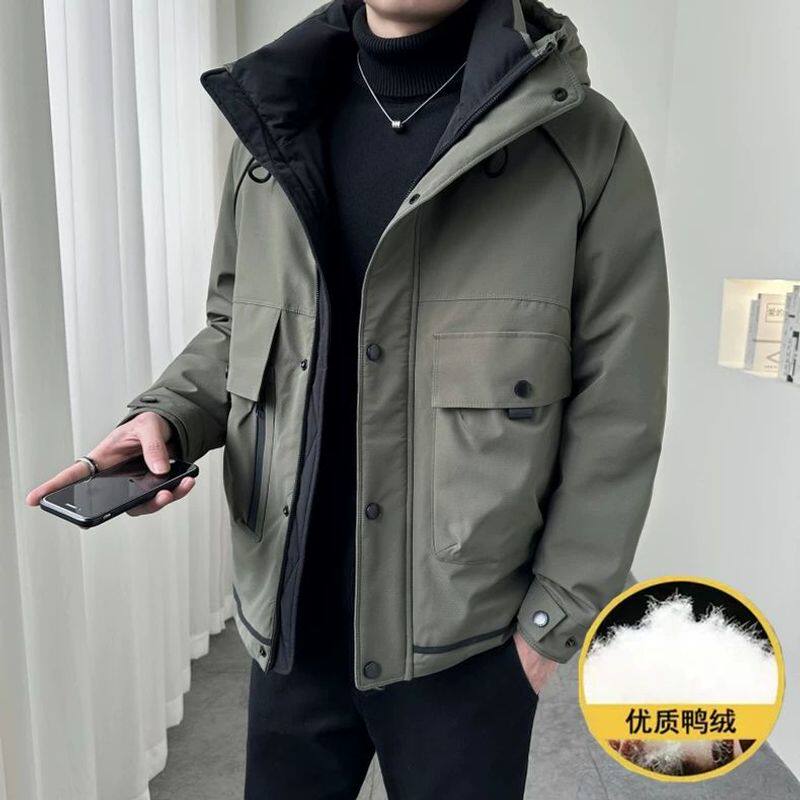 防寒羽绒服男士加厚冬季2025新款潮牌高端美式工装轻薄冲锋衣外套