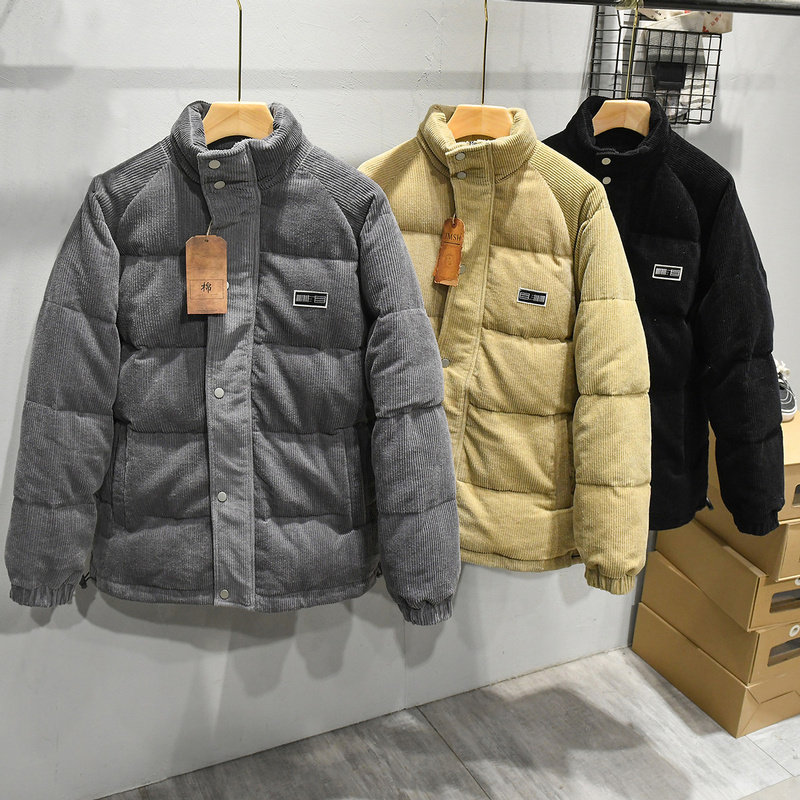 立领灯芯绒棉袄男士2025冬季新款加绒加厚棉服青年休闲保暖外套男