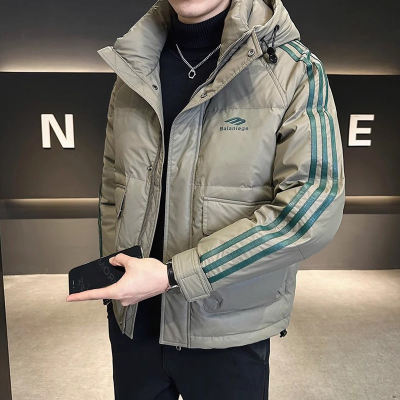 高端棉服男士冬季2024新款青年冬装潮牌短款连帽外套加厚保暖男装