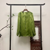 百搭上衣X70172 醋酸提花长袖 翠陌 新中式