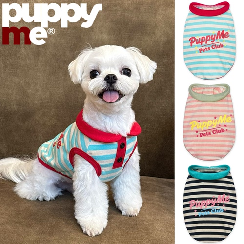 PuppyMe宠物polo衫条纹纯棉背心可爱家居服四季狗衣服比熊约克夏