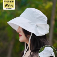 夏季防晒帽女2025新款大帽檐披肩式渔夫帽防紫外线户外遮阳太阳帽