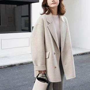 双面羊绒大衣女高级感小个子茧型羊毛呢子外套 短款 2025秋冬季 新款
