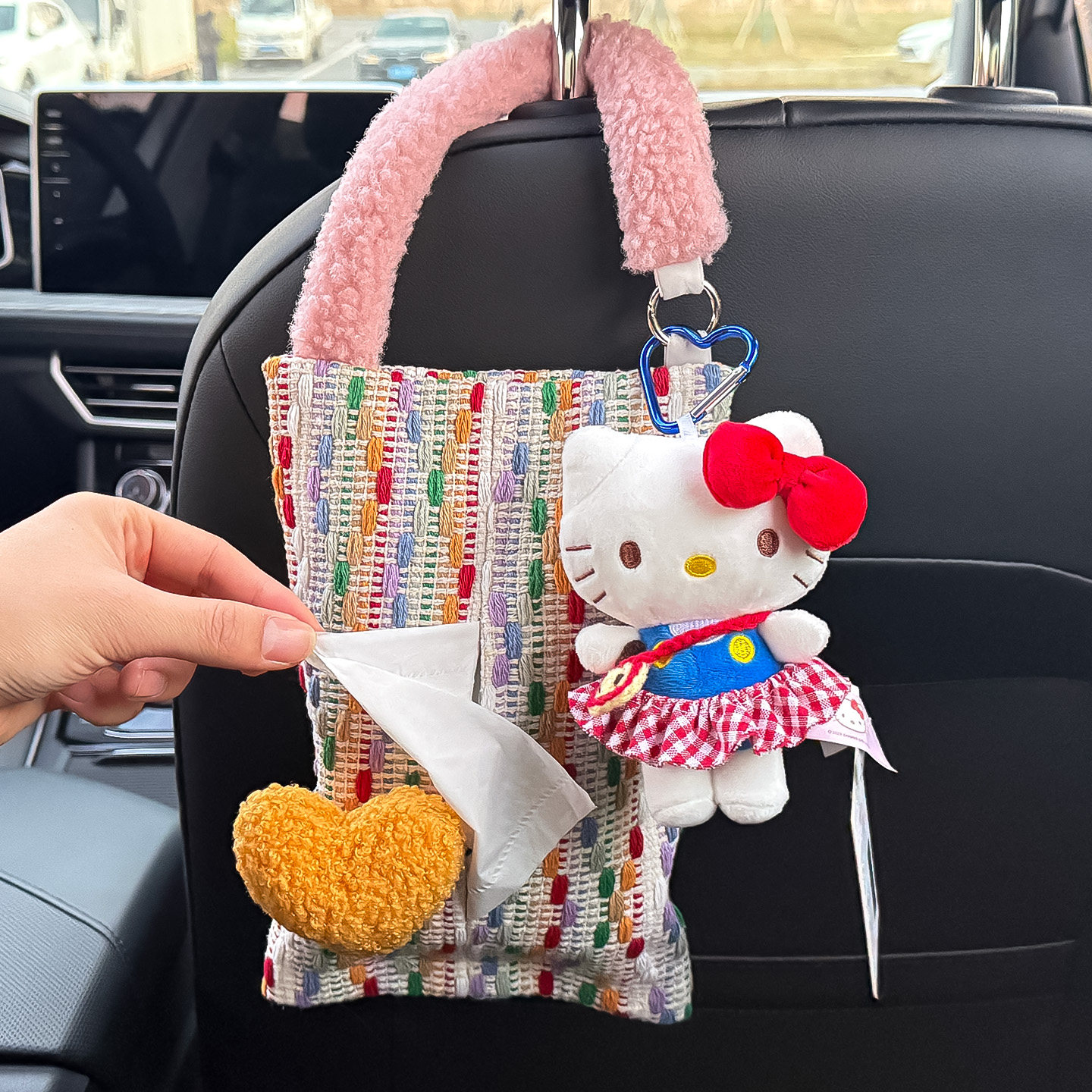 正版hellokitty车载纸巾包挂袋汽车抽纸盒车内挂式纸巾袋女生可爱