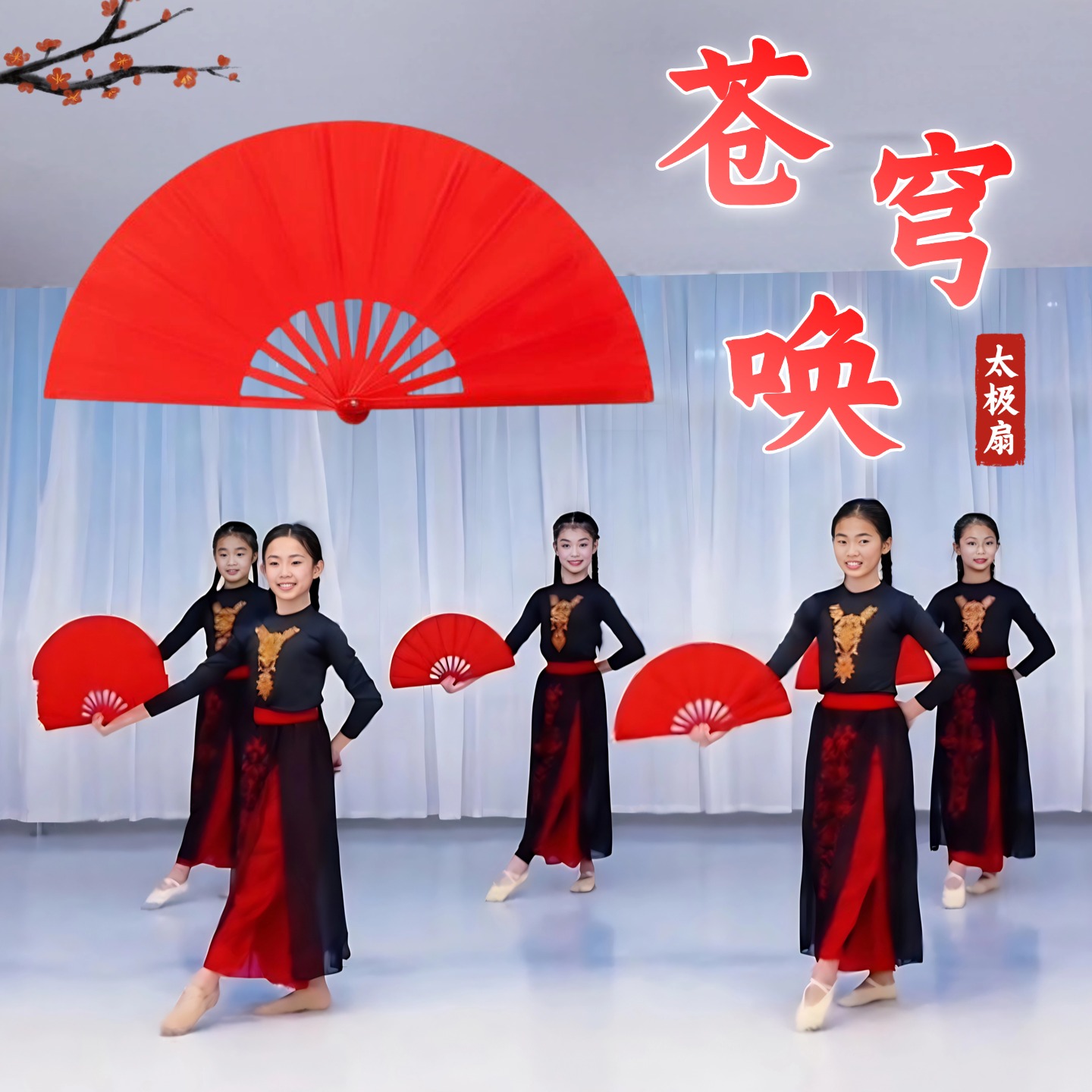 苍穹唤功夫扇太极响扇子红色塑骨