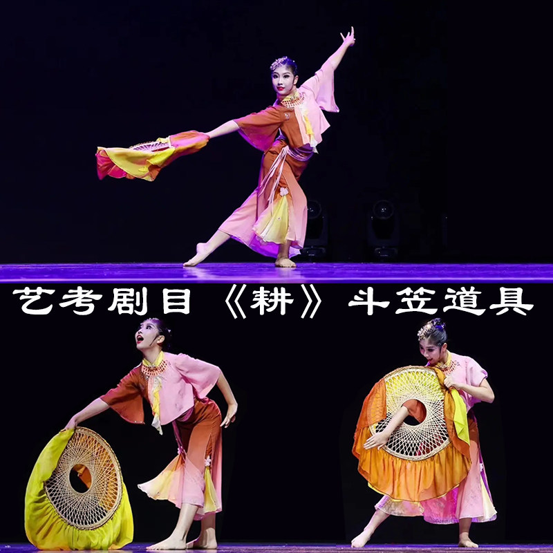 耕舞蹈道具斗笠带纱民族民间舞女子独舞艺考剧目表演专用手工定制