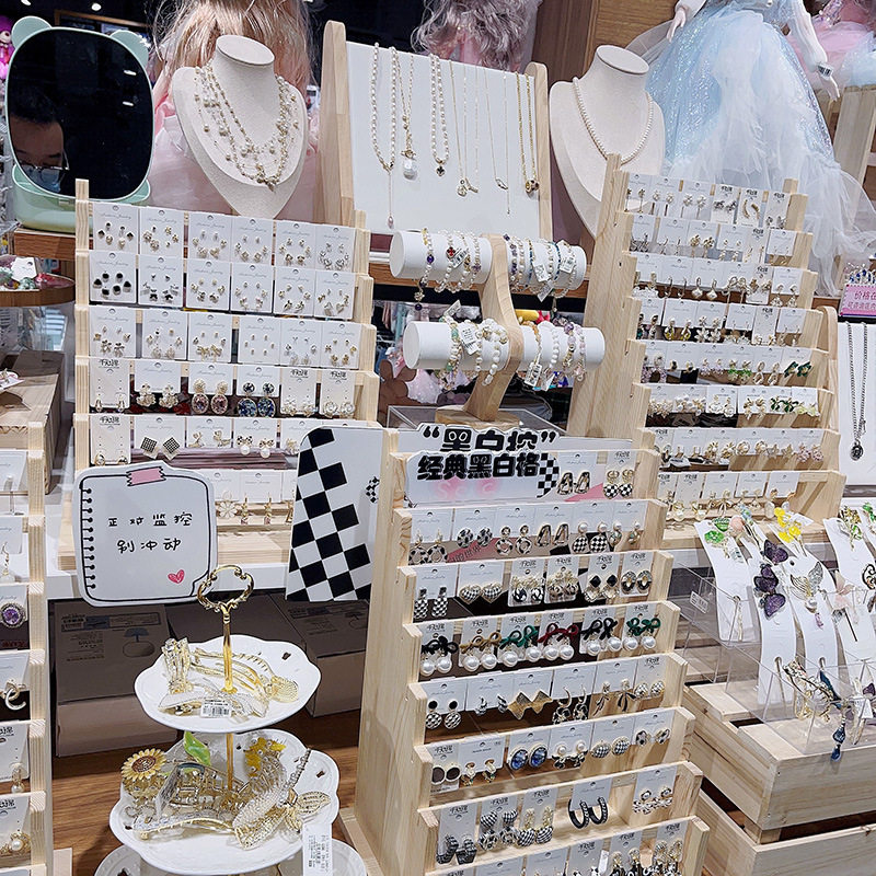 实木耳环展示架夜市饰品店首饰