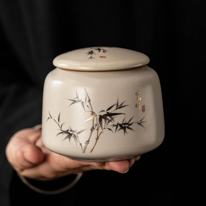 匠序汝窑小容量茶叶罐防潮存储罐