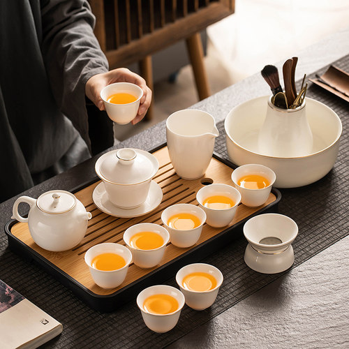 羊脂玉白瓷功夫茶具套装