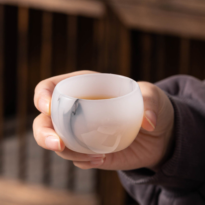 匠序白玉琉璃杯品茗杯图片