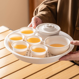 便携式 一次性旅行茶具套装 户内外露营一碗五杯陶瓷茶杯茶盘快客杯