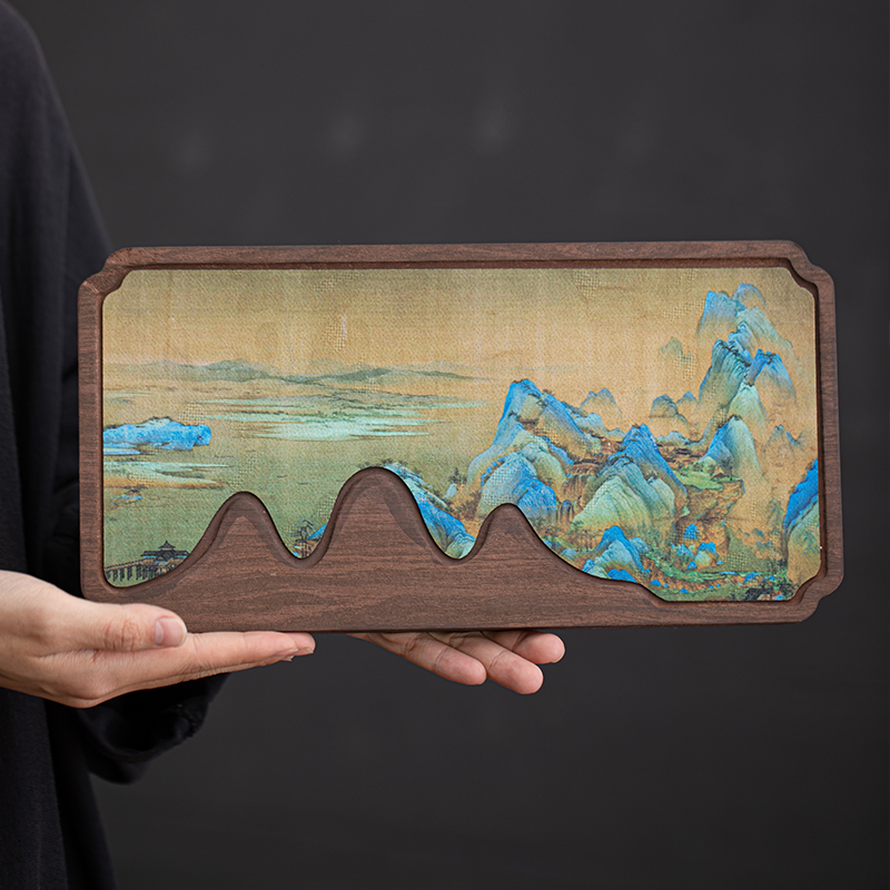 匠序茶盘胡桃木色千里江山干泡盘