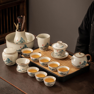 汝窑茶具套装 新款 家用轻奢高档陶瓷盖碗茶壶喝茶功夫茶杯茶盘整套
