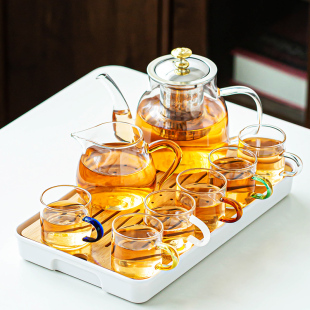 家用小型茶壶功夫茶杯带过滤花茶壶红茶泡茶神器 耐热玻璃茶具套装